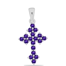  Kereszt Ezüst Medál Marokkói Ametiszttel, Y60157 medál