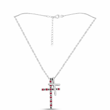  Kereszt Ezüst Szett Madagaszkári Rubinnal ( Medál ), Y62298 medál