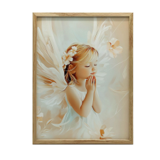 KERET FALI PLAKÁT ANGYAL IMÁBAN 50x70 CM FEKETE grafika, keretezett kép