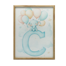 KERET FALI PLAKÁT BABIELEPHANT C BETŰ ARANY 40x50 CM grafika, keretezett kép