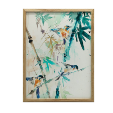 KERET FALI PLAKÁT BIRDS WHISPERS FA SÖTÉTBANA 30x40 grafika, keretezett kép