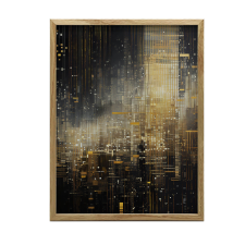  KERET FALI PLAKÁT CITY LIGHTS FEKETE ARANY 50x70 CM grafika, keretezett kép