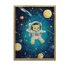 KERET FALI PLAKÁT COSMIC BEAR ASTRONAUT 70x100 CM grafika, keretezett kép