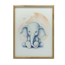 KERET FALI PLAKÁT ELEFÁNT ÁLMA HOLD ALATT 30x40 CM grafika, keretezett kép