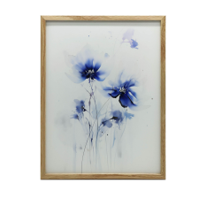 KERET FALI PLAKÁT FINOM KÉK VIRÁGOK 30x40 CM grafika, keretezett kép