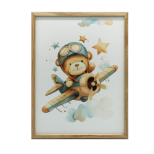KERET FALI PLAKÁT FLYING BEAR PILOTA 70X100 CM ARANY grafika, keretezett kép
