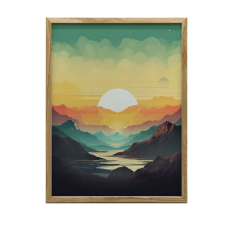 KERET FALI PLAKÁT HEGYI PASTELLEK ZÖLD 70x100 CM grafika, keretezett kép