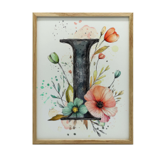  KERET FALI PLAKÁT I. LEVÉL VIRÁGAL 70x100 CM FEKETE KERET grafika, keretezett kép