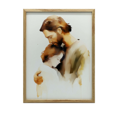 KERET FALI PLAKÁT JÉZUS, KÖLCSÖLVE EGY FIÚT VALLÁSOS 30x40 grafika, keretezett kép