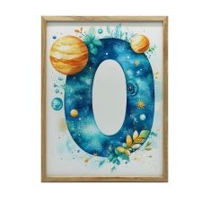 KERET FALI PLAKÁT KOZMIKUS O BETŰ 40x50 CM FEKETE grafika, keretezett kép