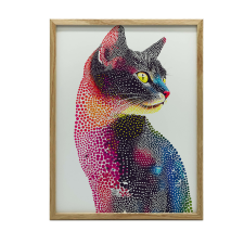 KERET FALI PLAKÁT MACSKA SZÍNES MOZAIKBAN 50x70 CM grafika, keretezett kép
