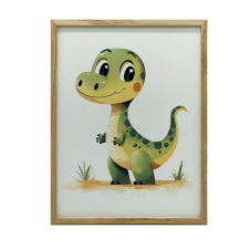 KERET FALI PLAKÁT MOSOLYGÓ DINOSZAURUS 30x40 CM ALUMÍNIUM grafika, keretezett kép
