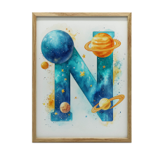  KERET FALI PLAKÁT N BETŰ ŰRCSILLAGSÁG 30x40 CM grafika, keretezett kép