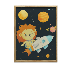 KERET FALI PLAKÁT OROSZLÁN ÁLMAI FEKETE 50x70 CM grafika, keretezett kép