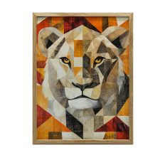 KERET FALI PLAKÁT OROSZLÁN GEOMETRIÁBAN 30X40 CM FEKETE grafika, keretezett kép