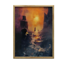  KERET FALI PLAKÁT PIRATE ADVENTURE SÖTÉTBARNA 50x70 CM grafika, keretezett kép