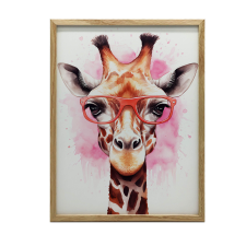 KERET FALI PLAKÁT RÓZSASZÍN ZSIRÁF SZEMVEGVEL 70x100 CM grafika, keretezett kép