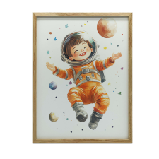 KERET FALI PLAKÁT SPACEMAN FEKETE ALUMÍNIUM 30x40 CM grafika, keretezett kép