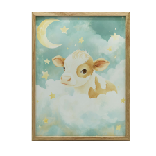 KERET FALI PLAKÁT TEHÉN FELHŐBEN 70x100 CM MATT grafika, keretezett kép