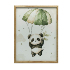KERETES FALI PLAKÁT PANDÁK ejtőernyőn, VÉGTELEN ÉG 50x70 CM grafika, keretezett kép