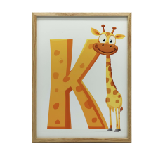 KERETES FALI PLAKÁT ZSIRÁF K BETŰVEL GYERMEKEKNEK 30x40 CM grafika, keretezett kép