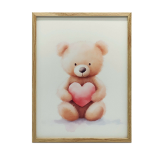 KERETES FALI PLAKÁTMACVE SZÍVVEL GYERMEKEKNEK 40x50 CM grafika, keretezett kép