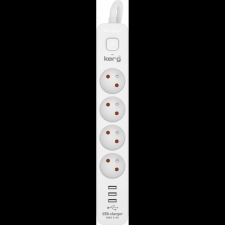 KERG M02413 Túlfeszültségvédő Elosztó 4 aljzatos 3xUSB-A 16A 1,5m - Fehér ( ) hosszabbító, elosztó