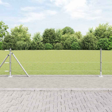 Kerítés oszlopokkal Ezüst 0.5 x 25 m PVC-bevonatos acél építőanyag