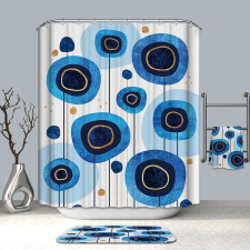 Kermix Textil zuhanyfüggöny 180x200 cm, tintafolt mintázattal, mosható és vasalható lakástextília