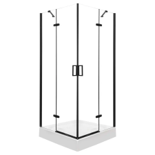 Kerra Flow Black szögletes nyílóajtós zuhanykabin zuhanytálca nélkül kád, zuhanykabin
