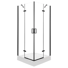 Kerra Flow Black szögletes nyílóajtós zuhanykabin zuhanytálca nélkül kád, zuhanykabin