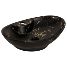 Kerra KR-139 kerámia design mosdó fekete-arany márvány mintával szaniter