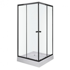 Kerra Olga SQ Black 90x90 cm szögletes zuhanykabin zuhanytálcával kád, zuhanykabin