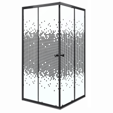 Kerra Pixel SQ 80 fekete szögletes zuhanykabin tálca nélkül kád, zuhanykabin