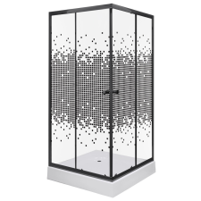 Kerra Pixel SQ 90 fekete szögletes zuhanykabin Victor plus tálcával kád, zuhanykabin