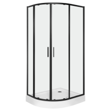 Kerra Solid RA 100x80 BL íves duplaajtós aszimmetrikus zuhanykabin zuhanytálcával -jobbos kád, zuhanykabin