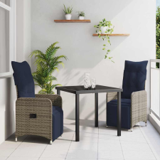  Kert étkező szett 3 pcs Szürke polirattan kerti bútor