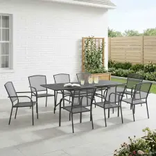  Kert étkező szett 9 pcs Antracitszürke 212 x 90 x 76 cm kerti bútor