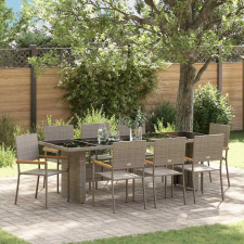  Kert étkező szett 9 pcs Szürke 8-Fős Poly Rattan kerti bútor