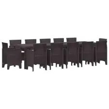  Kert étkező szett párnával 13 pcs Barna Rattan kerti bútor