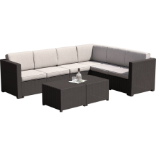  Kerti 3-részes rattanszett, barna/bézs, RODEN kerti bútor