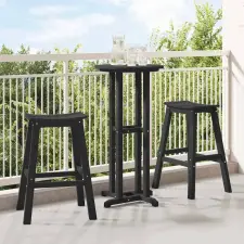  Kerti bár szett 3 pcs Fekete HDPE kerti bútor