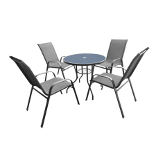  Kerti bútor szett - Kerek asztal + 4 db szék - Szürke kerti bútor
