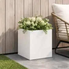  Kerti cserép Fehér 45 x 45 x 45 cm Hidegen hengerelt acél kerti dekoráció