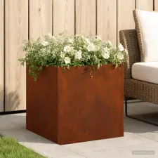  Kerti cserép Rozsdás 45 x 45 x 45 cm Időjárásálló Acél kerti dekoráció