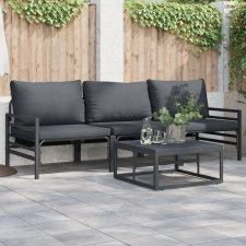  Kerti Kanapé Szett 3 pcs Antracitszürke Acél kerti bútor
