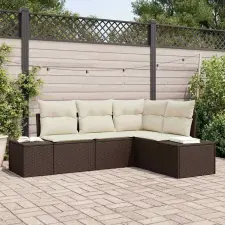  Kerti Kanapé Szett 4 pcs Barna polirattan kerti bútor