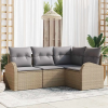  Kerti Kanapé Szett 4 pcs Beige és Világosszürke polirattan