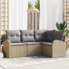  Kerti Kanapé Szett 4 pcs Beige és Világosszürke polirattan kerti bútor