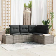  Kerti Kanapé Szett 4 pcs Világosszürke polirattan kerti bútor